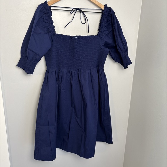 Hill House Athena Nap Dress Navy Blue Puffed Sleeve Mini Women's Sz XL - Picture 2 of 10